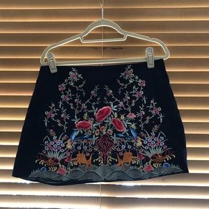 Zara Embroidered Mini Skirt NWT